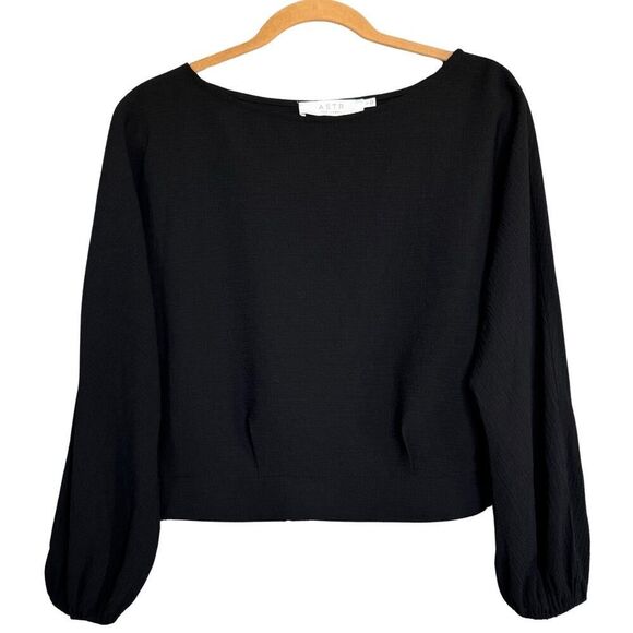 ASTR The Label Womens Top Blouse Elastic Waistband Keyhole Back Size Small Black - Picture 1 of 9